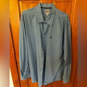 Cinch Blue Geometric Button Down Shirt